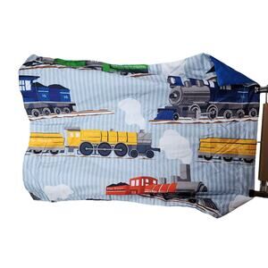 DREAM FACTORY Train Locomotive Blue Yellow STANDARD size Pillow Sham (1 only)